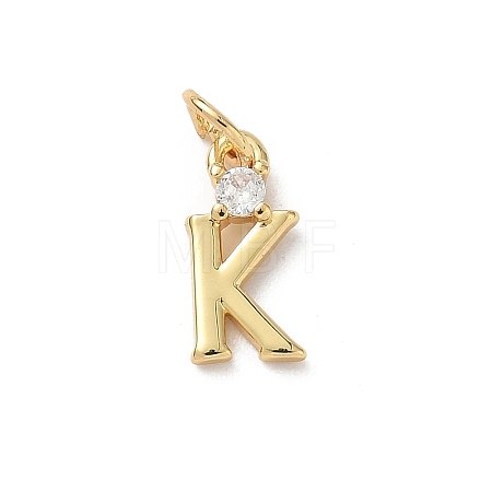 Brass Pave Clear Cubic Zirconia Charms KK-A273-01G-K-1