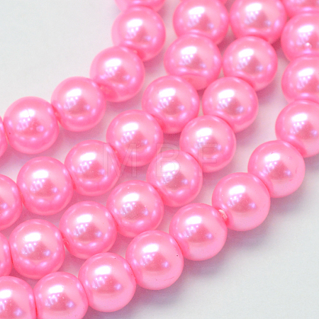 Baking Paint Pearlized Glass Pearl Round Bead Strands X-HY-Q003-6mm-68-1
