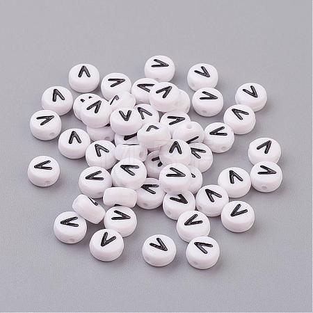 Acrylic Horizontal Hole Letter Beads X-PL37C9070-V-1