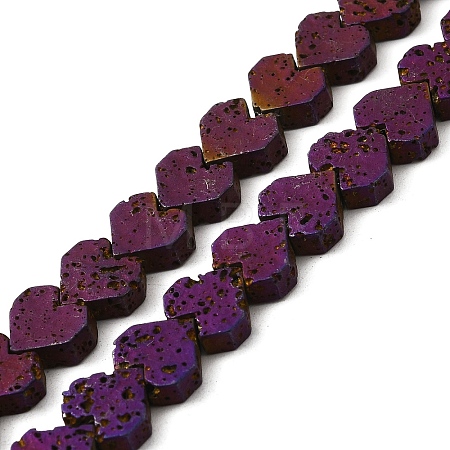 Electroplated Natural Lava Rock Beads Strands G-Q1009-G01-01E-1