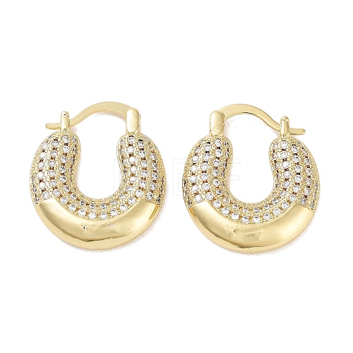 Brass Micro Pave Cubic Zirconia Chunky Hoop Earrings for Women EJEW-E310-19G-1