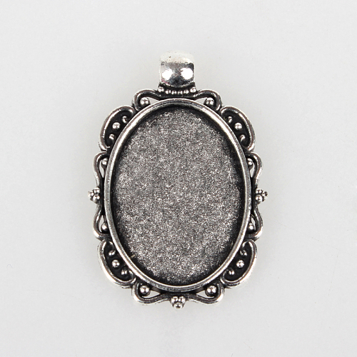 Vintage Tibetan Style Alloy Pendant Cabochon Bezel Settings TIBEP-O006-51AS-1