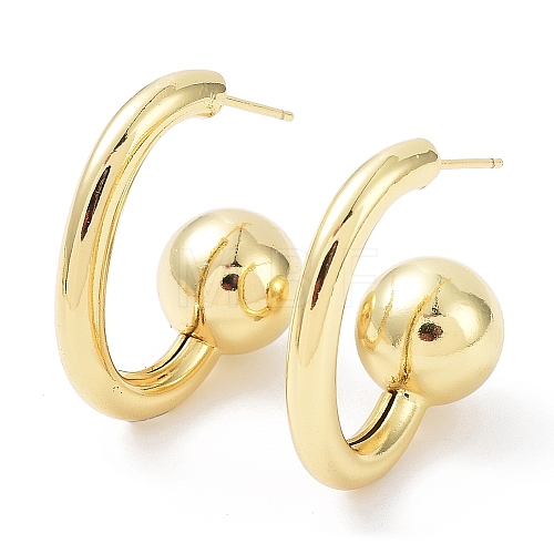Rack Plating Brass Round Ball Stud Earrings EJEW-B027-10G-1