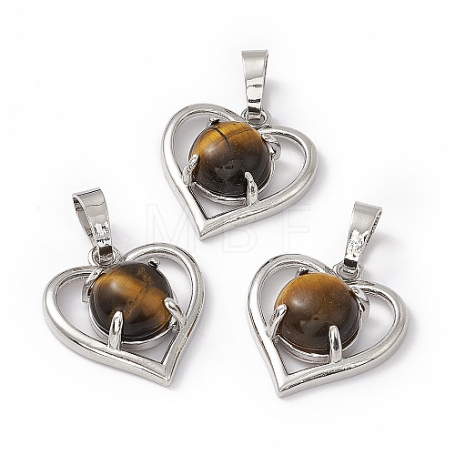 Natural Tiger Eye Pendants G-P484-04P-02-1