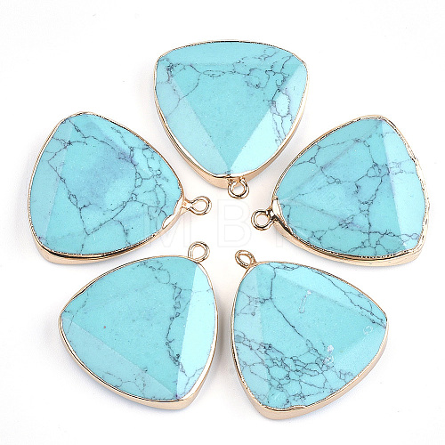 Electroplate Synthetic Turquoise Pendants X-G-S344-14D-1
