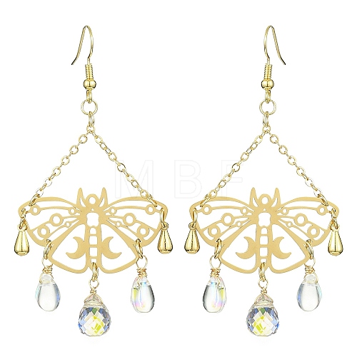 Hollow Butterfly Brass Chandelier Earrings EJEW-TA00375-1