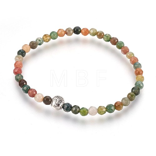 Natural Indian Agate Stretch Bracelets BJEW-JB03939-11-1