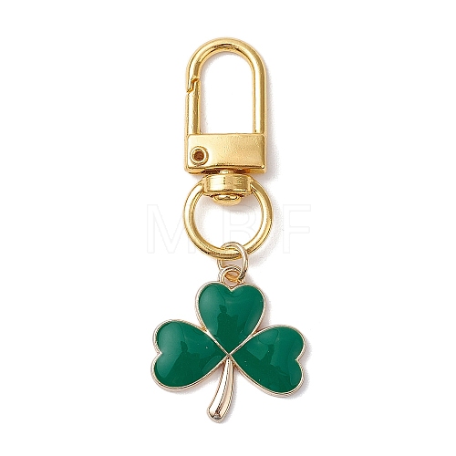 Lucky Clover Alloy Enamel Pendant Decoration HJEW-JM02502-01-1