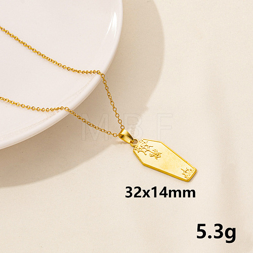 Stylish Stainless Steel Coffin Pendant Necklace for Women GL2077-10-1
