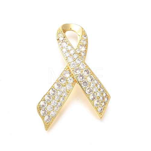 Silk Ribbon Brass Micro Pave Clear Cubic Zirconia Brooches KK-M312-23G-1