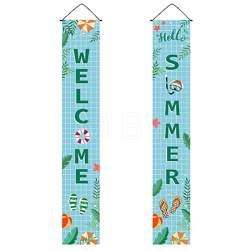 Hanging Polyester Sign for Home Office Front Door Porch Welcome Decorations HJEW-WH0011-20F-1