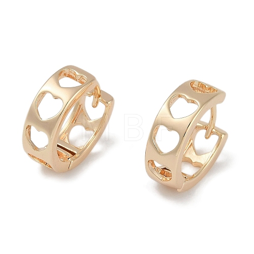 Hollow Heart Brass Hoop Earrings EJEW-L292-014G-1