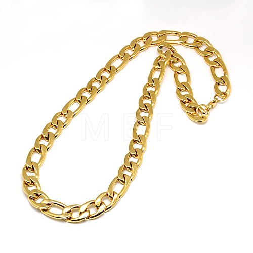 Fashionable 304 Stainless Steel Figaro Chain Necklaces for Men STAS-A028-N019G-1
