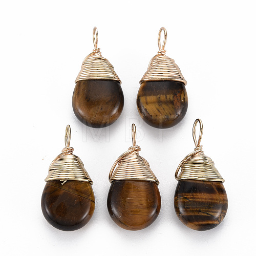 Natural Tiger Eye Pendants G-S359-294C-1