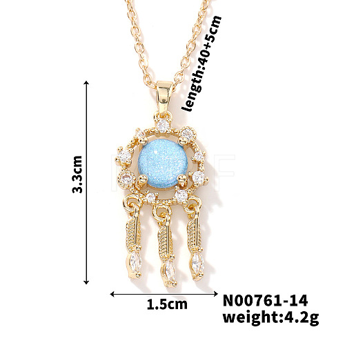 Starry Sky Theme Brass Pave Clear Cubic Zirconia Pendant Necklace for Women AQ6325-1-1