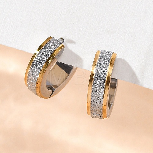 Sand Flash 304 Stainless Steel Hoop Earrings for Women EJEW-M001-23GP-1