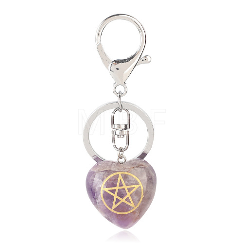 Natural Amethyst Heart with Kore Symbol Keychain PW-WG17998-10-1