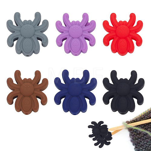 ARRICRAFT 24Pcs 6 Colors Spider Food Grade Eco-Friendly Silicone Focal Beads SIL-AR0001-12-1
