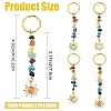 8Pcs 4 Styles Alloy Cat Eye Sun Pendant with Gemstone Chip Keychains KEYC-YW00252-2