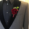 daSilk 2Pcs Rose Flower Silk Brooch with Plastic AJEW-CP0001-64-6