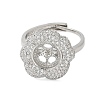 Flower Brass Micro Pave Cubic Zirconia Adjustable Ring Settings KK-K297-03P-2