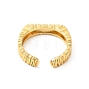 Brass Grooved Rectangle Signet Open Cuff Ring for Women RJEW-G263-06G-2
