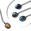 Natural Labradorite Oval Pendant Necklaces PW-WGBBC83-01-4