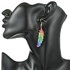 3 Pairs Feather Spray Painted 430 Stainless Steel Dangle Earrings EJEW-JE07003-2