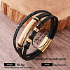 Vintage 304 Stainless Steel Braided Imitation Leather Multi-Strand Bracelets with Magnetic Clasps for Men QX2035-2-1