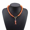 Bohemian Alloy Enamel Fish Pendant Rondelle Resin Beaded Necklaces for Women WGAFD1E-02-1
