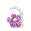 Glass Seed Beaded Moon & Flower Pendants PALLOY-MZ01185-01-1