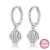 Anti-Tarnish Rhodium Plated 925 Sterling Silver Micro Pave Cubic Zirconia Dangle Hoop Earrings HH2530-2-1