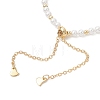 Shell Pearl & Brass Round Beaded Slider Bracelets BJEW-JB13324-01-3
