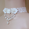 Iron Resin Polyester Lace Ribbon PE Teardrop Tassel Choker Necklaces FS-WGF6CA4-01-2