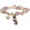 Alloy Rhinestone Star Charm Glass Beaded Stretch Bracelets for Women WG1458C-02-2