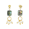 Abalone Shell/Paua Shell & Shell Pearl Beads Dangle Earrings EJEW-JE07327-02-3