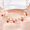 Brass Micro Pave Clear Cubic Zirconia Beaded Necklaces NJEW-Z059-04G-02-5