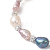Polymer Clay Rhinestone & Natural Cultured Freshwater Pearl Beads Stretch Bracelets for Women BJEW-JB13192-3