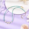 Dyed Synthetic Turquoise Starfish and Pearl Beaded Necklaces for Women NJEW-JN06658-1