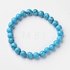 Synthetic Turquoise Round Bead Stretch Bracelets BJEW-L594-A01-1