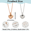 2Pcs 2 Colors 304 Stainless Steel Heart Urn Ashes Necklaces NJEW-CN0001-28A-2