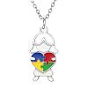 304 Stainless Steel Enamel Autism Awareness Girl Pendant Necklaces WGE6A57-04-1