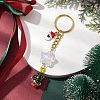 Christmas Theme Glass Seed Beads & Alloy Enamel Charms Keychain KEYC-MZ00008-2