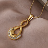 Minimalist 316 Surgical Stainless Steel with Clear Glass 8-Character Gourd Pendant Necklaces for Women HP6344-2