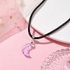 Glass Crescent Moon Pendant Necklaces NJEW-JN04579-04-2