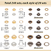 240Sets 12 Styles Brass Grommet Eyelet Findings KK-BC0012-01-2