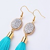 Ice Silk Thread Tassel Dangle Earrings EJEW-P142-B03-3