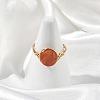 Natural Agate(Dyed & Heated) Copper Wire Finger Rings RJEW-JR01075-3