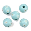 Printed Wood European Beads WOOD-G029-07D-1