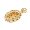 Oval Brass Micro Pave Cubic Zirconia Pendant Cabochon Settings KK-U026-14G-2